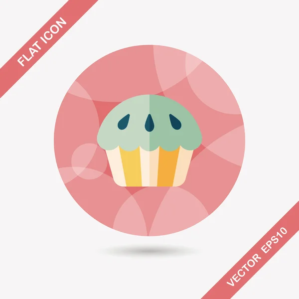 Cupcake icono plano con sombra larga, eps10 — Archivo Imágenes Vectoriales