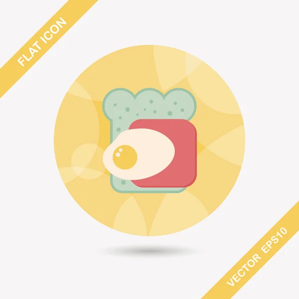 Jambon pain grillé icône plate avec ombre longue, eps10 — Image vectorielle