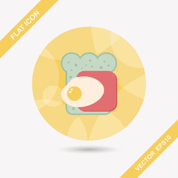 Ham toast platte pictogram met lange schaduw, eps10 — Stockvector