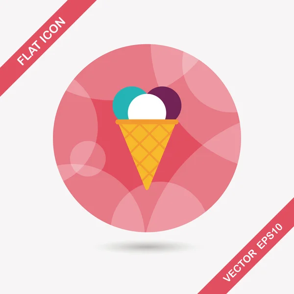 Helado icono plano con sombra larga, eps10 — Vector de stock