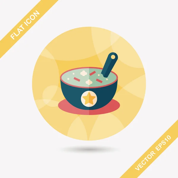 Soup Flat Icon mit langem Schatten, Eps10 — Stockvektor