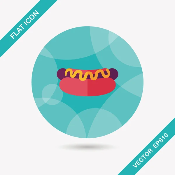Hotdog platte pictogram met lange schaduw, eps10 — Stockvector