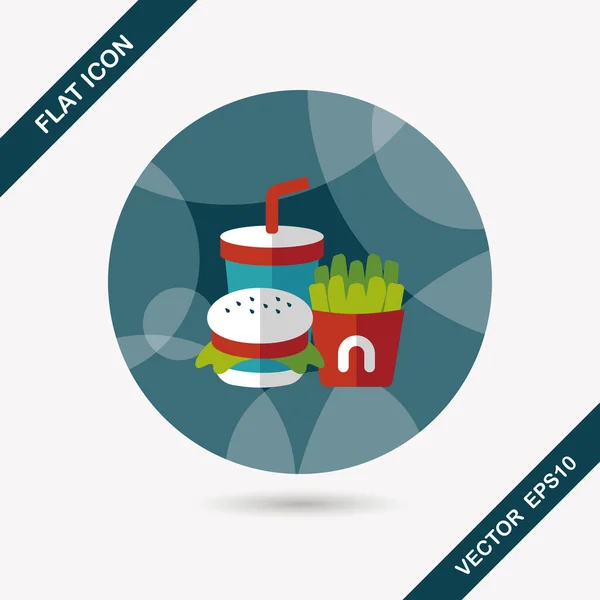 Fast foody płaski ikona z długim cieniem, eps10 — Wektor stockowy