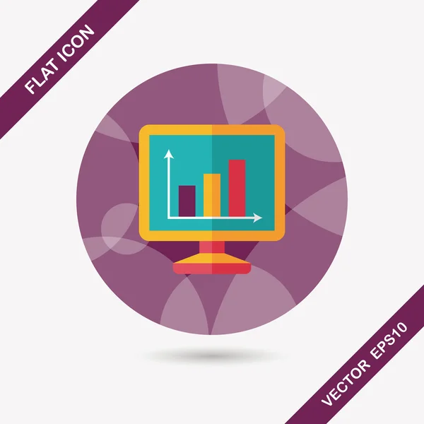 Gráfico de negócios ícone plano com sombra longa, eps10 — Vetor de Stock