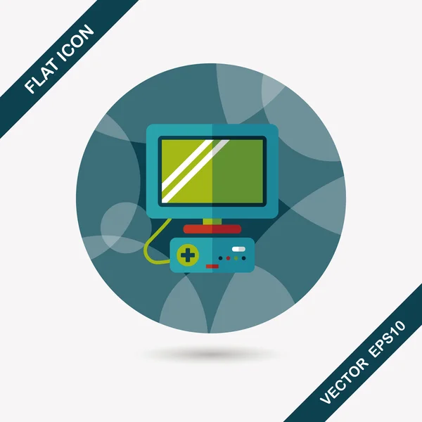 TV game flat icon with long shadow, eps10 — стоковый вектор