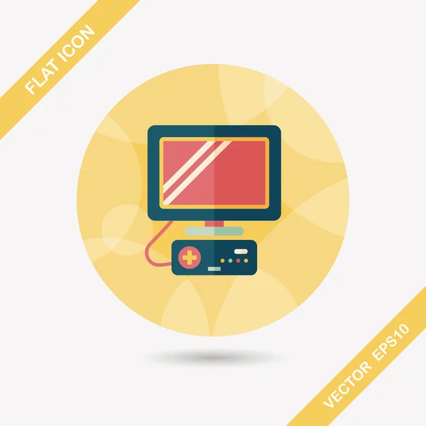 TV spel platte pictogram met lange schaduw, eps10 — Stockvector