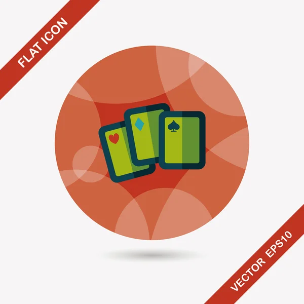 Jugar a las cartas icono plano con sombra larga, eps10 — Vector de stock