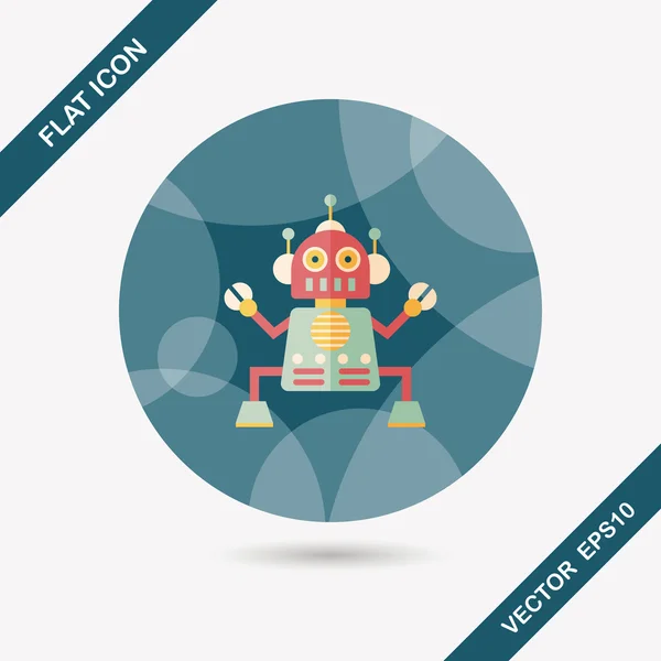 De platte pictogram robot met lange schaduw, eps10 — Stockvector