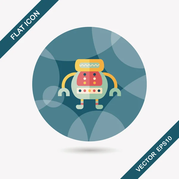 Robot icono plano con sombra larga, eps10 — Vector de stock