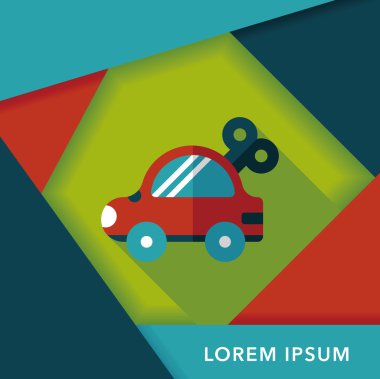 oyuncak araba düz simgesi ile uzun gölge, eps10