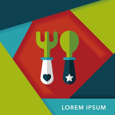 Uzun Gölge, eps10 düz simgesiyle dishware ve çatal bıçak takımı