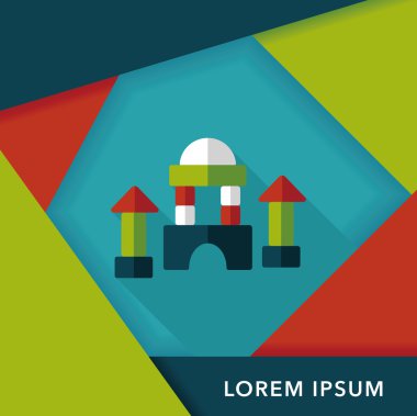 uzun gölge ile tuğla ev düz simgesi