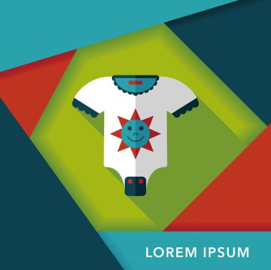 Bebek onesie düz simgesi ile uzun gölge, eps10