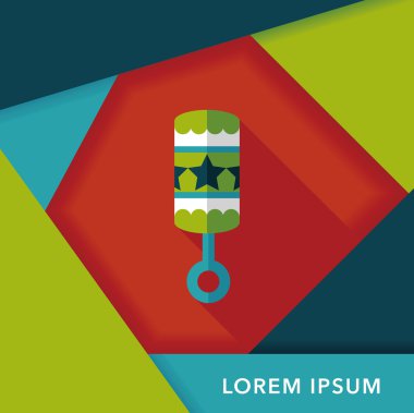 Bebek çıngırağı düz simgesi ile uzun gölge, eps10