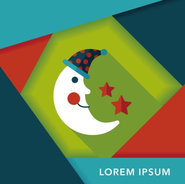 Uzun Gölge, eps10 düz simgesiyle ay ve yıldız