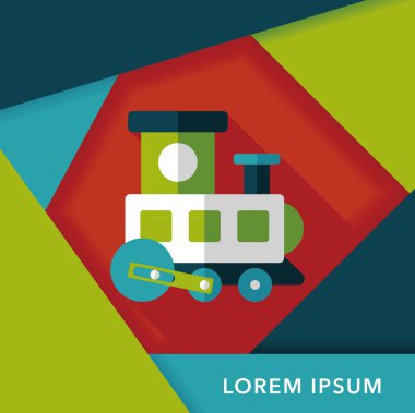 Tren oyuncak uzun gölge, eps 10 düz simgesiyle