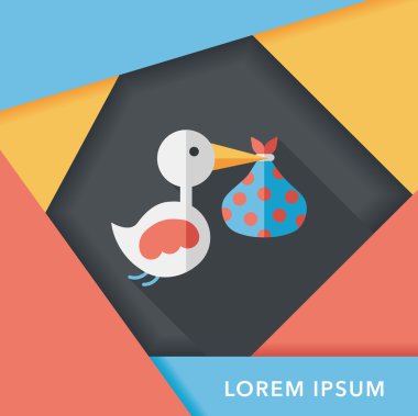 kuş ve bebek düz simgesi ile uzun gölge, eps10