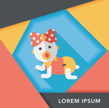 Bebek çıngırağı düz simgesi ile uzun gölge, eps10