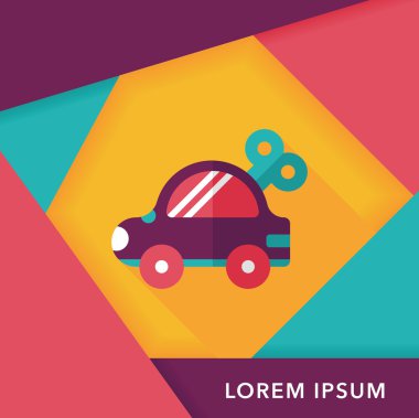 oyuncak araba düz simgesi ile uzun gölge, eps10