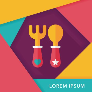 Uzun Gölge, eps10 düz simgesiyle dishware ve çatal bıçak takımı