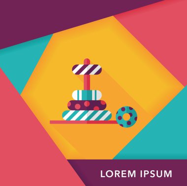 Piramit oyuncak düz simgesi ile uzun gölge, eps10