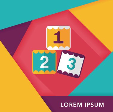 123 blokları düz simgesi ile uzun gölge, eps10
