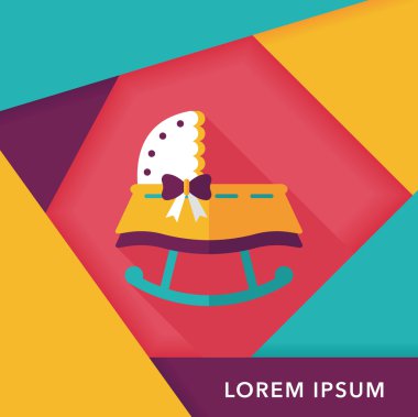 Bebek beşik yatak düz simgesiyle uzun gölge, eps10