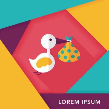 kuş ve bebek düz simgesi ile uzun gölge, eps10