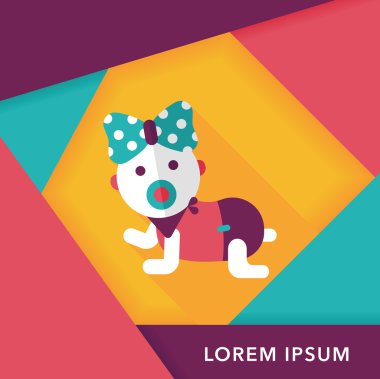 Bebek çıngırağı düz simgesi ile uzun gölge, eps10