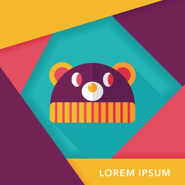 Bebek şapka düz simgesi ile uzun gölge, eps10