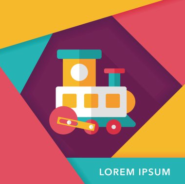Tren oyuncak uzun gölge, eps 10 düz simgesiyle
