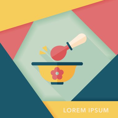 Bebek gıda kase düz simgesiyle uzun gölge, eps10