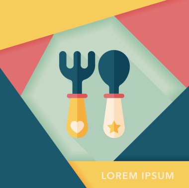 Uzun Gölge, eps10 düz simgesiyle dishware ve çatal bıçak takımı