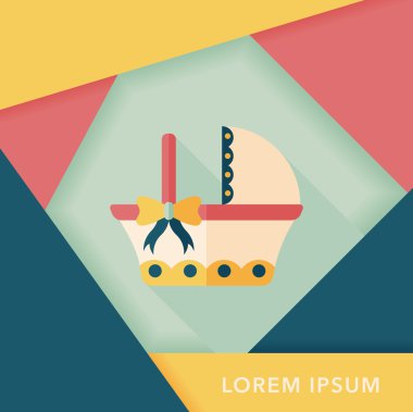 Bebek beşik yatak düz simgesiyle uzun gölge, eps10