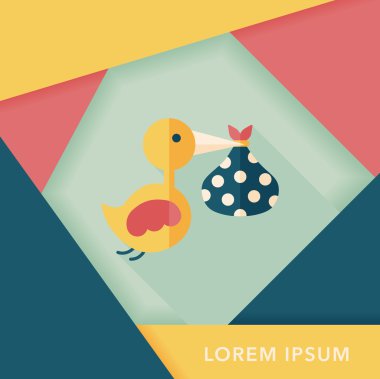 kuş ve bebek düz simgesi ile uzun gölge, eps10