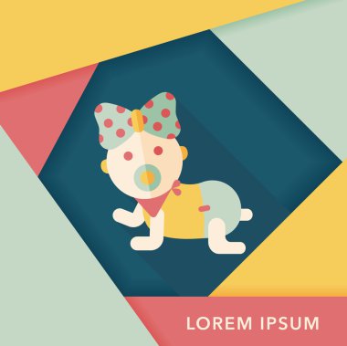 Bebek çıngırağı düz simgesi ile uzun gölge, eps10