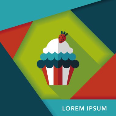 cupcake düz simgesi ile uzun gölge, eps10