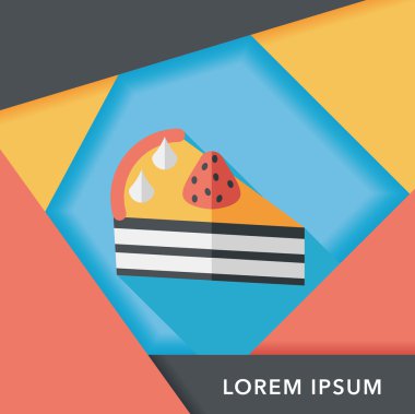 doğum günü pastası düz simgesi ile uzun gölge, eps10