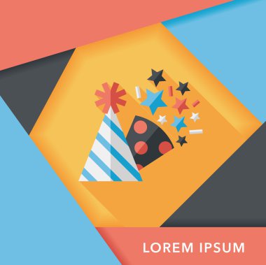 doğum günü partisi şapka düz simgesiyle uzun gölge, eps10