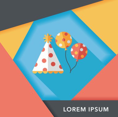 doğum günü partisi şapka düz simgesiyle uzun gölge, eps10