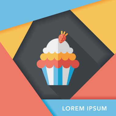 cupcake düz simgesi ile uzun gölge, eps10