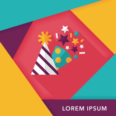 doğum günü partisi şapka düz simgesiyle uzun gölge, eps10