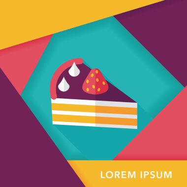 doğum günü pastası düz simgesi ile uzun gölge, eps10