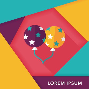 Balonlar düz simgesi ile uzun gölge, eps10