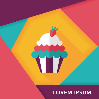 cupcake düz simgesi ile uzun gölge, eps10