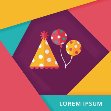 doğum günü partisi şapka düz simgesiyle uzun gölge, eps10