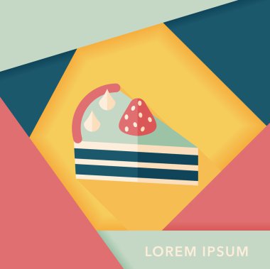 doğum günü pastası düz simgesi ile uzun gölge, eps10