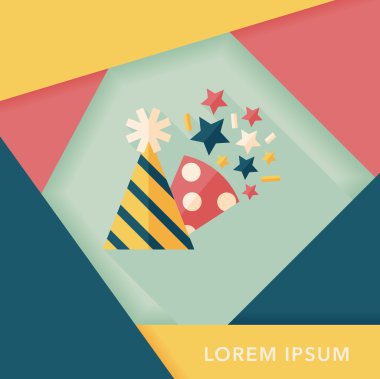 doğum günü partisi şapka düz simgesiyle uzun gölge, eps10