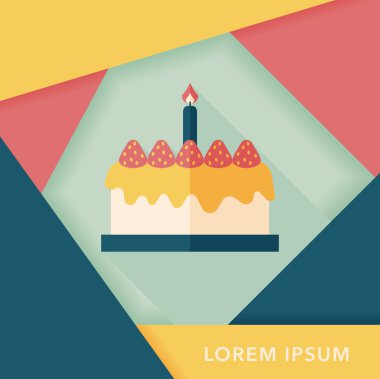 doğum günü pastası düz simgesi ile uzun gölge, eps10