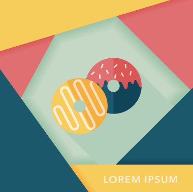 Donut düz simgesi ile uzun gölge, eps10